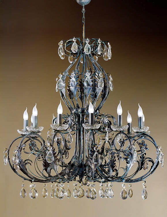 12 - Light Candle Style Empire Chandelier with Crystal Accents