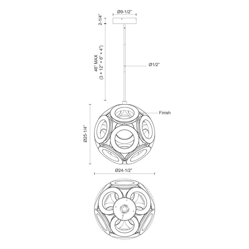 12 - Light LED Pendant