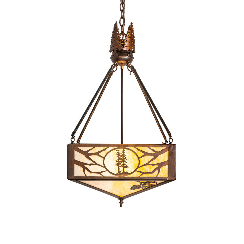 18" Square Balsam Pine Inverted Pendant