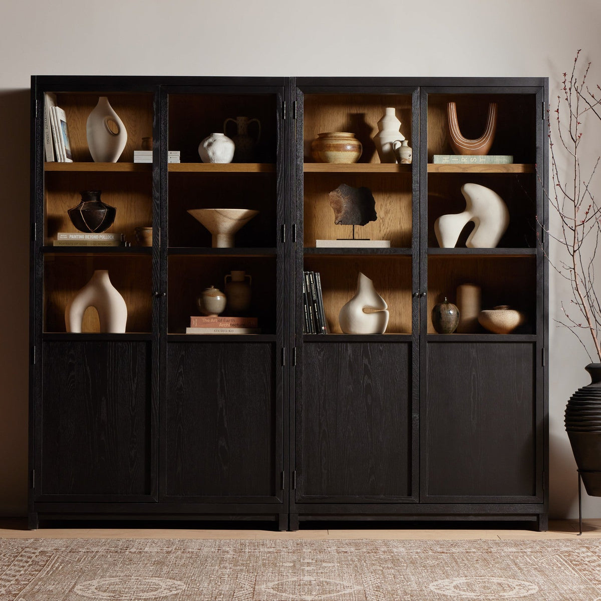Four Hands Millie Panel and Glass Door Double Cabinet