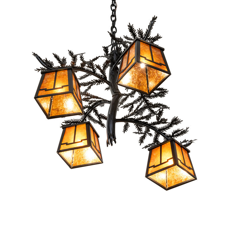28" Wide Pine Branch Valley View 4 Light Chandelier
