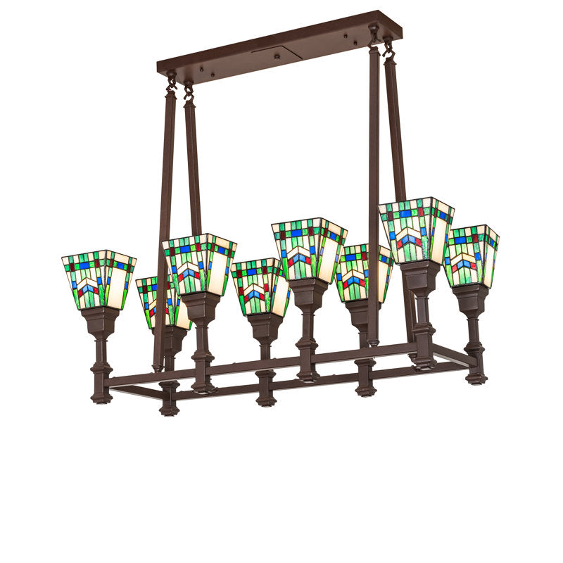 36" Long Prairie Wheat 8 Light Oblong Chandelier