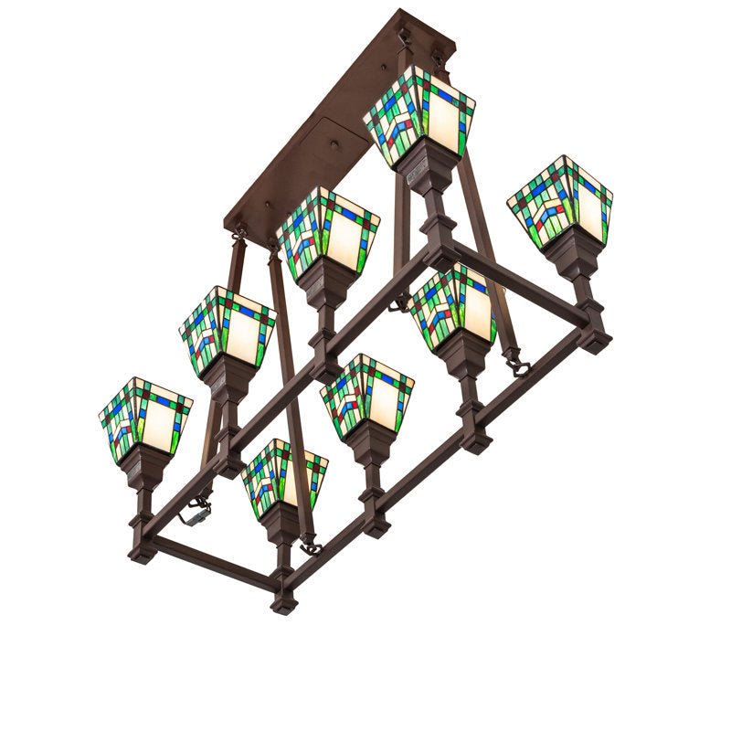 36" Long Prairie Wheat 8 Light Oblong Chandelier