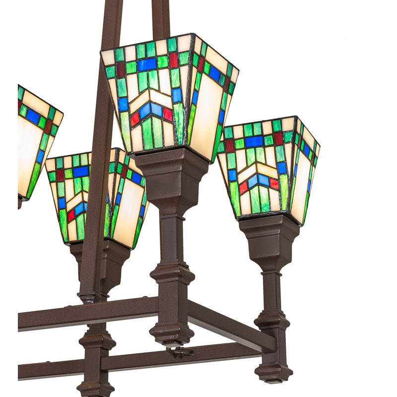 36" Long Prairie Wheat 8 Light Oblong Chandelier