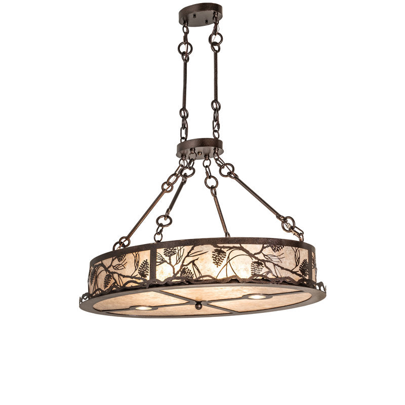 36" Long Winter Pine Oblong Inverted Pendant
