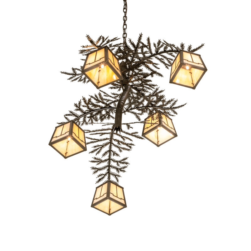 36" Wide Pine Branch Valley View 5 Light Chandelier