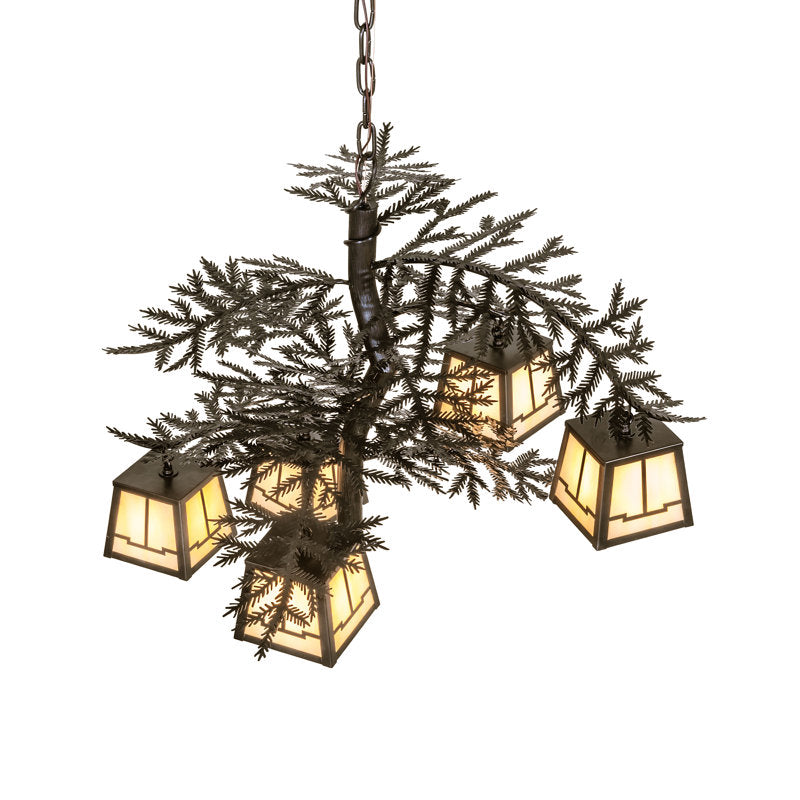 36" Wide Pine Branch Valley View 5 Light Chandelier