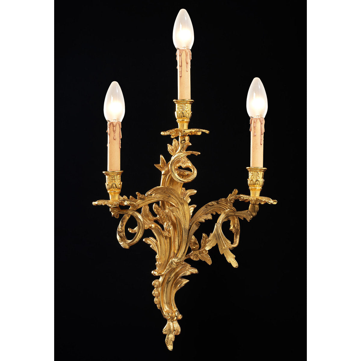 3 - Light French Gold/Bronze Candle Wall Light