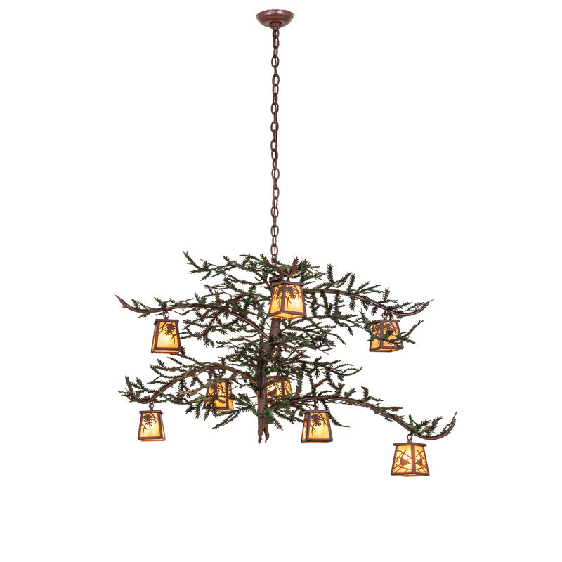 48" Wide Pine Branch 8 Light Custom Chandelier