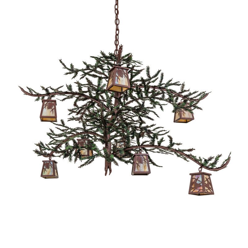 48" Wide Pine Branch 8 Light Custom Chandelier