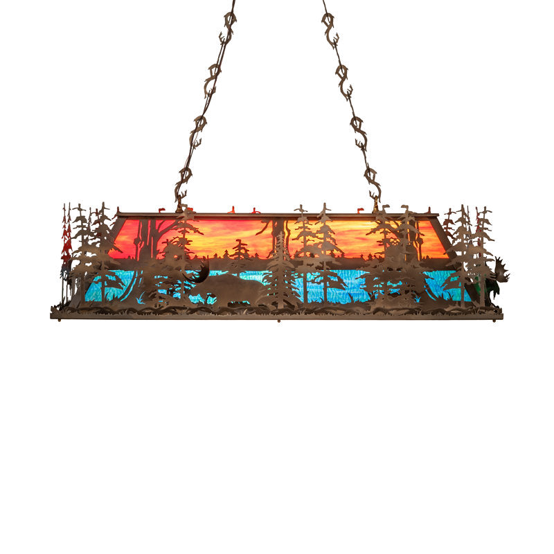 53" Long Moose Through The Trees Oblong Pendant