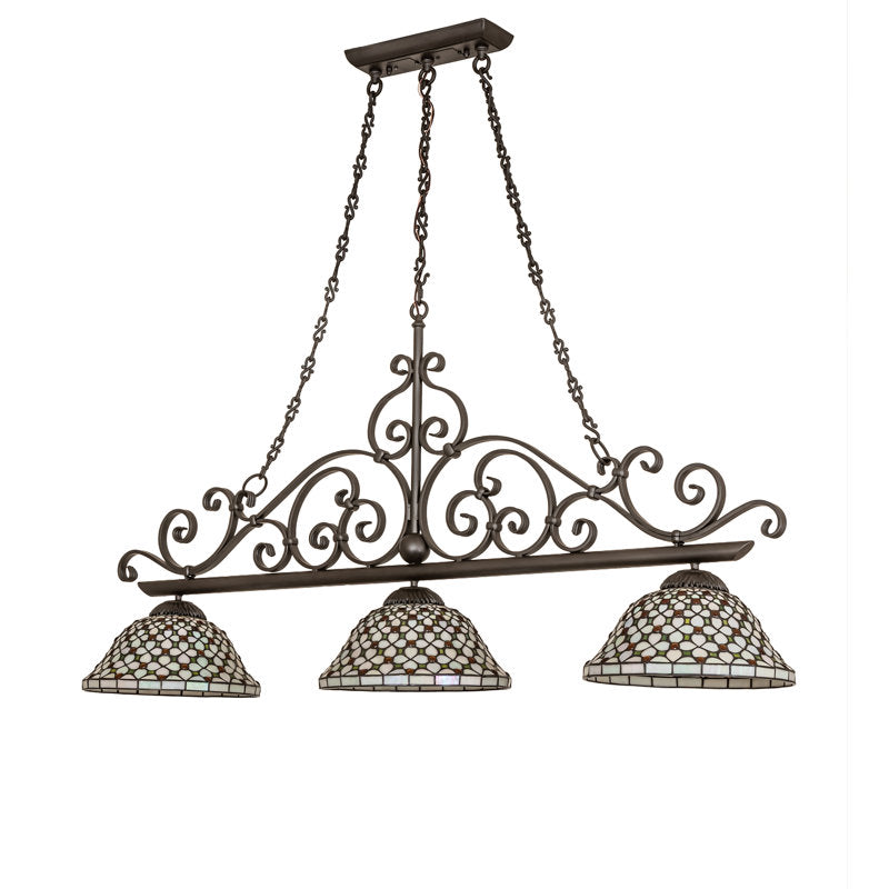 60" Long Diamond &amp; Jewel 3 Light Island Pendant