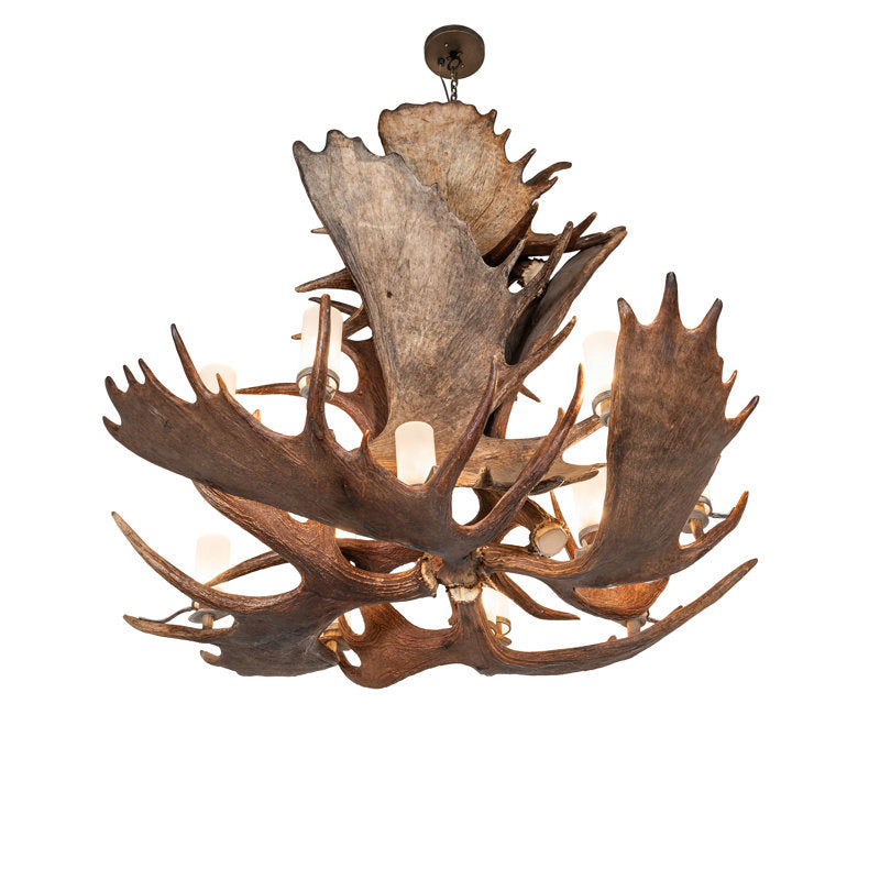 64" Wide Antlers Moose 12 Light Chandelier