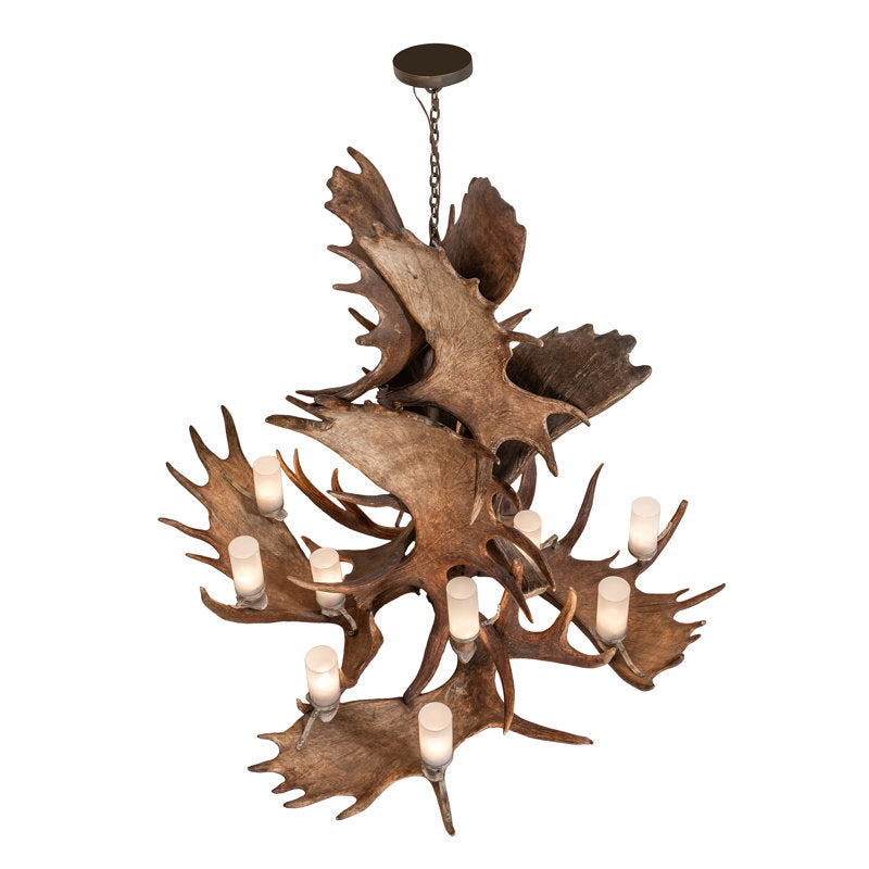 64" Wide Antlers Moose 12 Light Chandelier