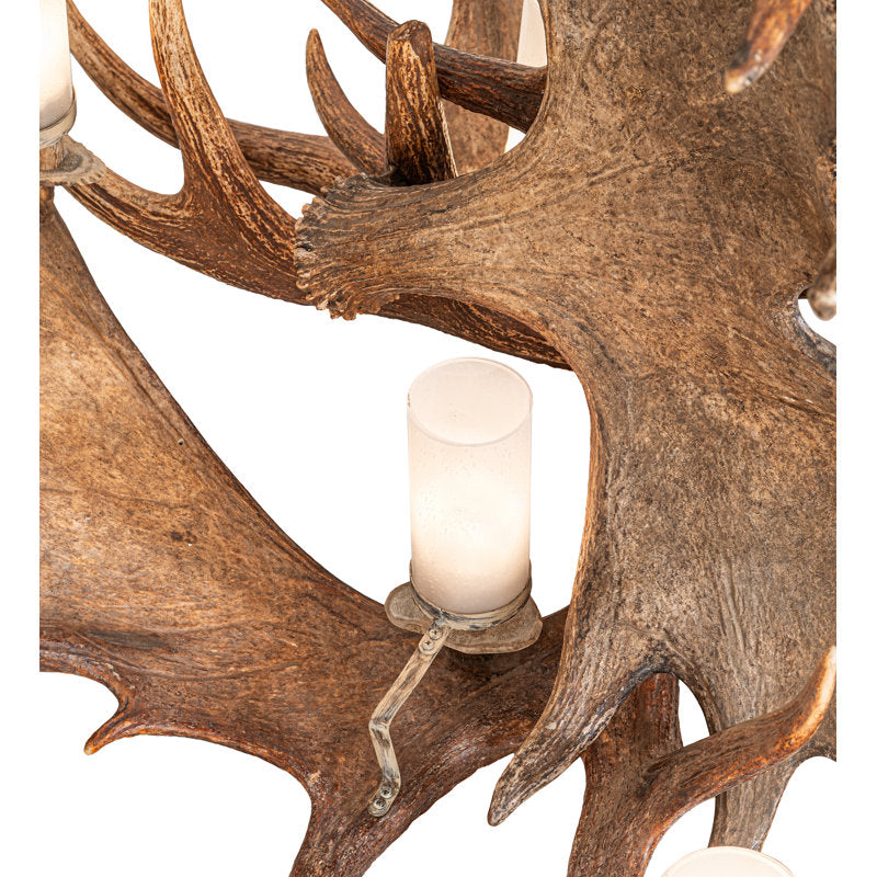 64" Wide Antlers Moose 12 Light Chandelier