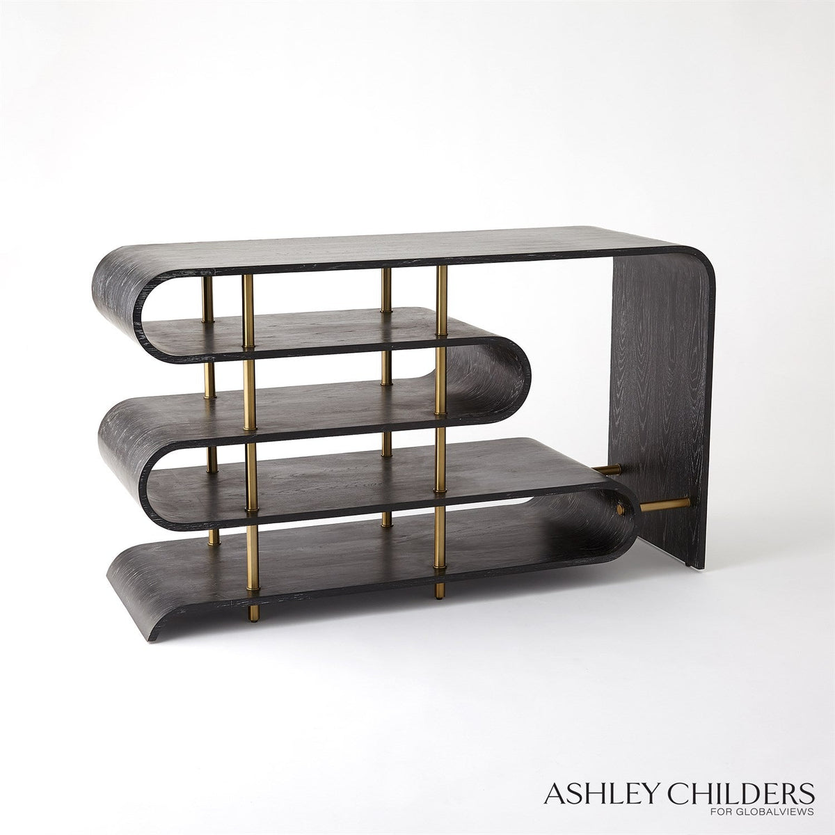 Global Views Ebony Cerused Traverse Console Table