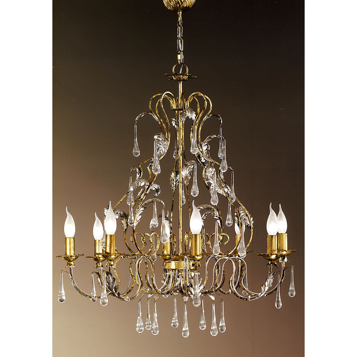 8 - Light Candle Style Empire Chandelier with Crystal Accents