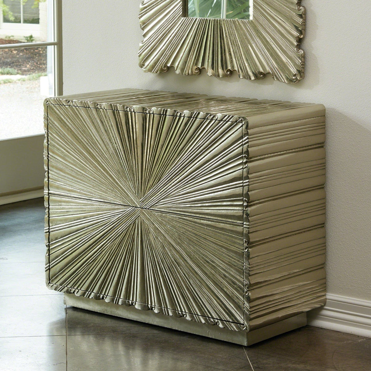 Global Views Linenfold Two Drawer Chest