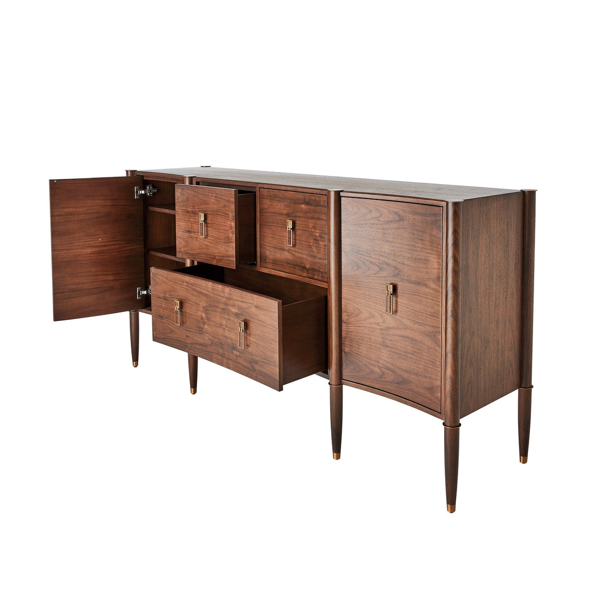 Global Views Triple Curve Cabinet Walnut