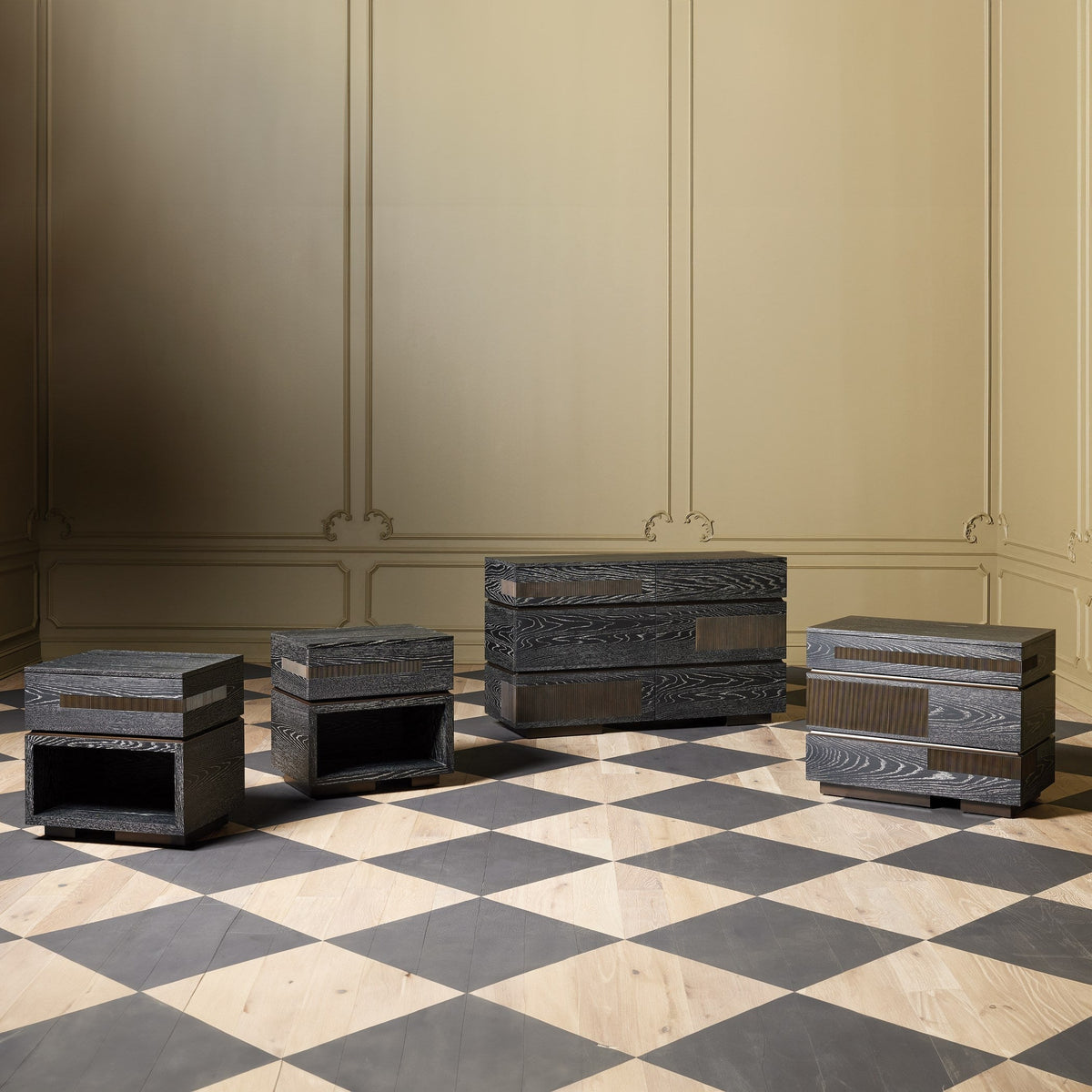 Global Views Black Cerused Oak Brazil Dresser