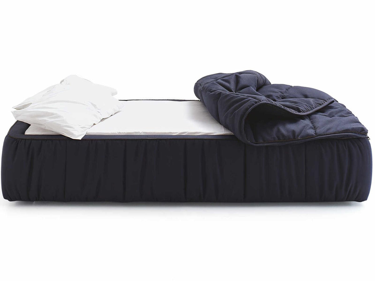Strips Blue Poplar Wood Upholstered Twin Daybed Bed