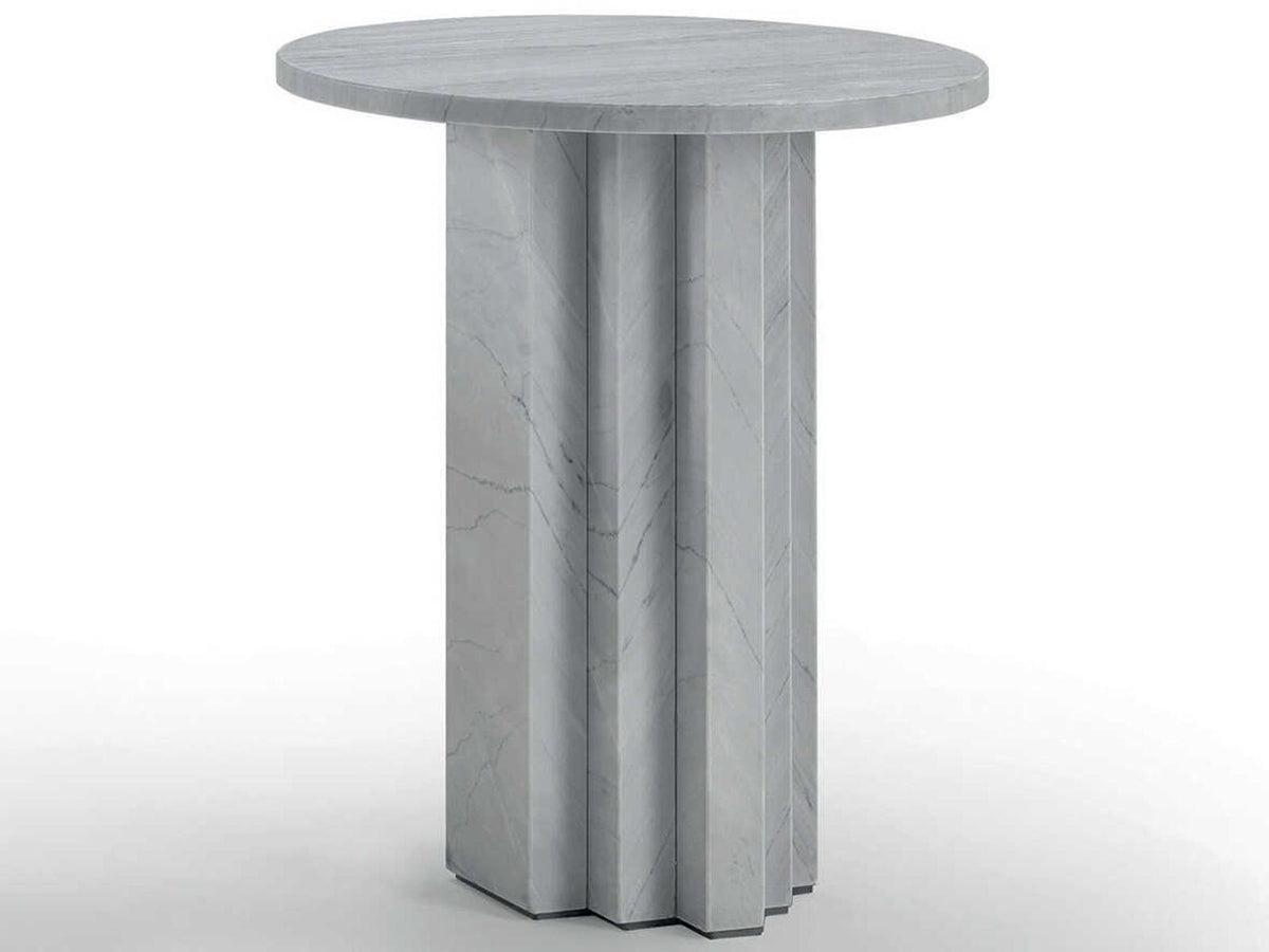 Scalea Round Bardiglio Marble End Table