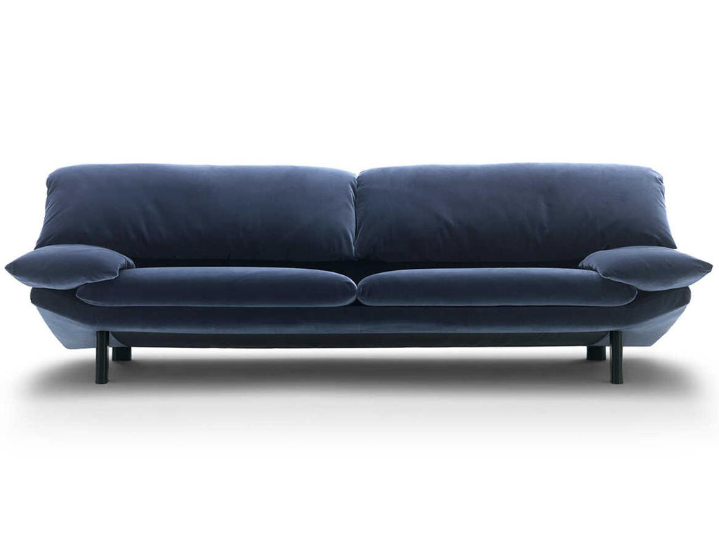 Casablanca 3-Seat Leather Sofa in Black Anodized Aluminum