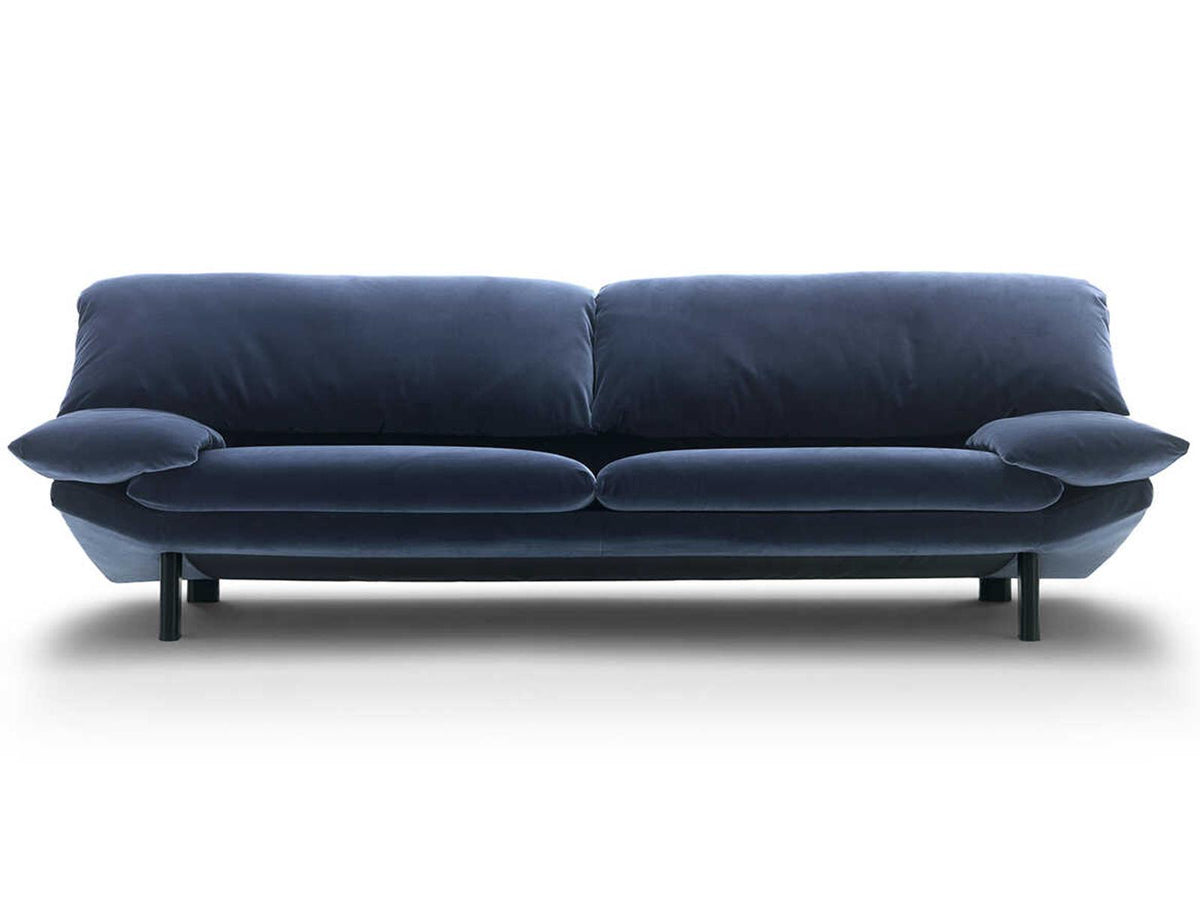 Casablanca 3-Seat Leather Sofa in Black Anodized Aluminum