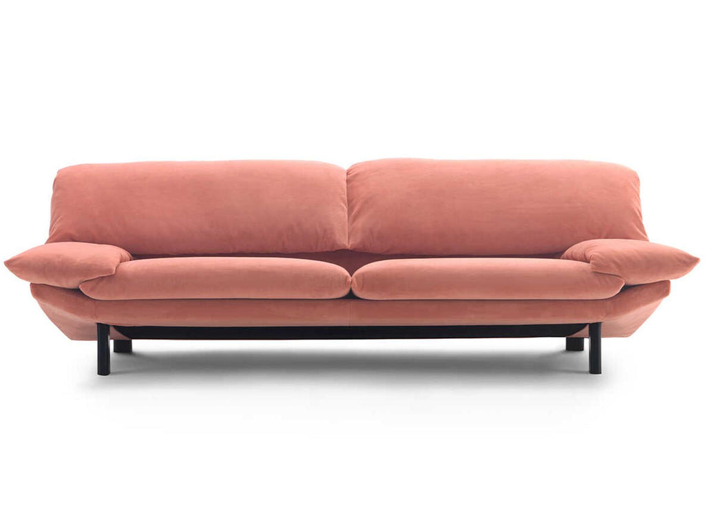 Casablanca 3-Seat Leather Sofa in Black Anodized Aluminum