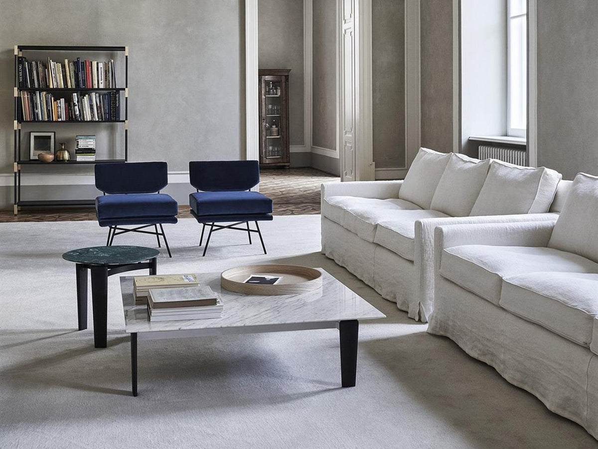 Cousy 3-Seat Fabric Sofa in Grey Alpaca with Anodized Aluminum Legs