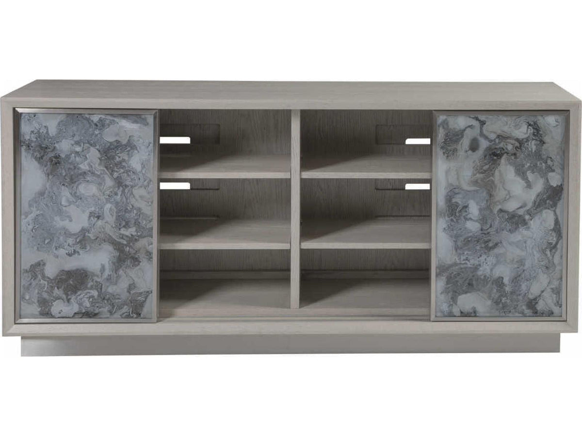 Home Metaphor 68-Inch Sandblasted Oak and Eglomise Media Console