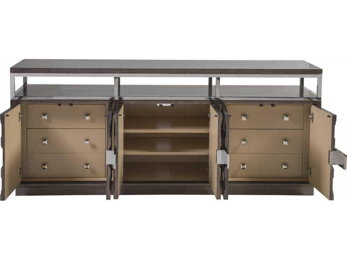 Home Viscount 79-Inch Media Console in Gold and Dark Umber
