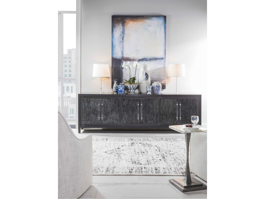 Home Elation Gray Long Media Console Table in Faux Horn Resin