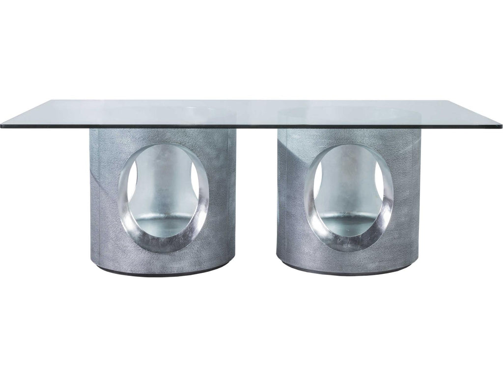 Home Signature Designs Circa Rectangular Dining Table in Gray with Silver Leaf Accents