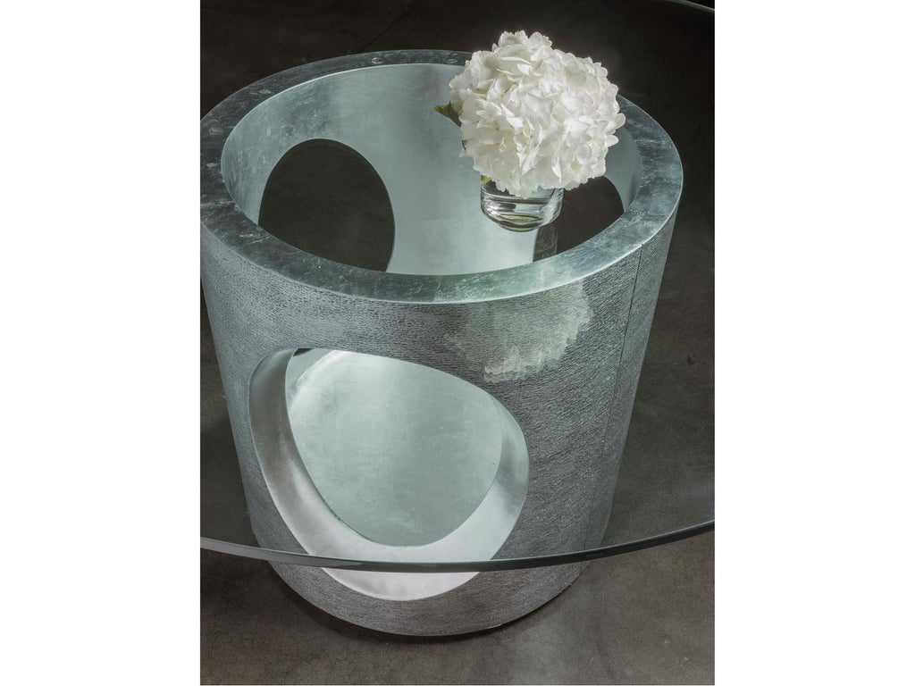 Home Signature Designs Circa Rectangular Dining Table in Gray with Silver Leaf Accents