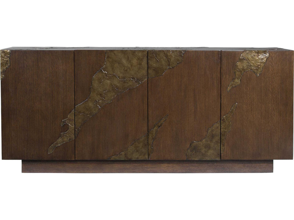 Home Contango Media Console with Bronze Slate Inserts in Rich Brown