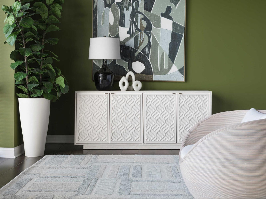 Home Solimar Media Console Table in Cream White Oak