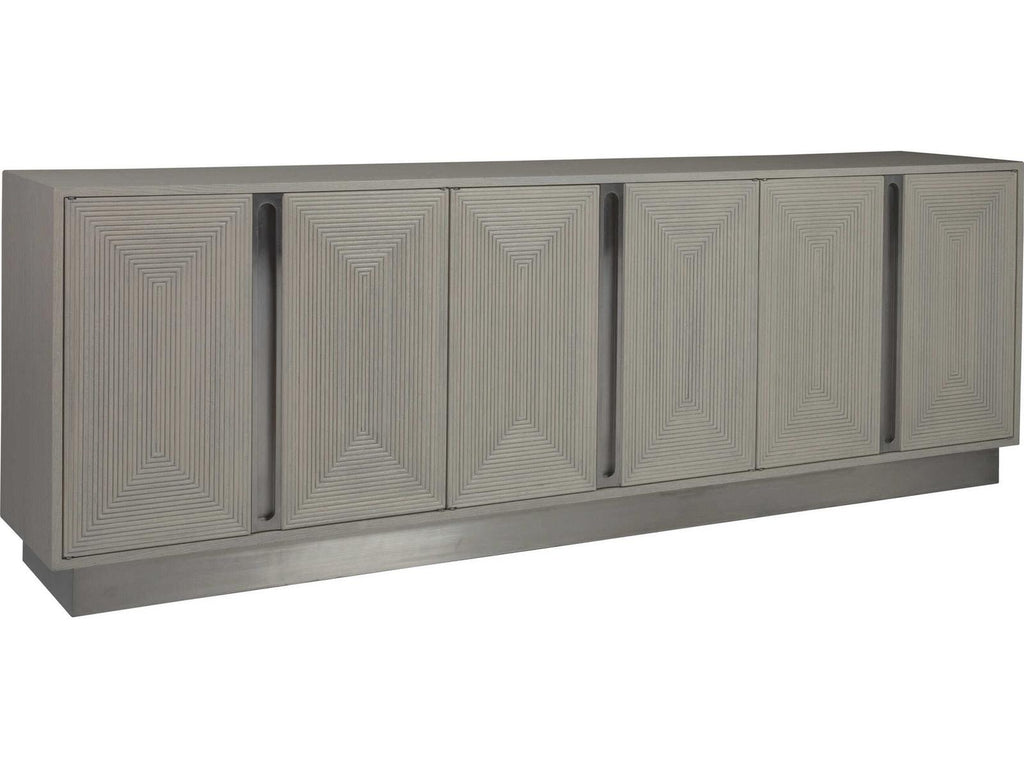 Home Gradient Long Media Console in Cerused White Grey