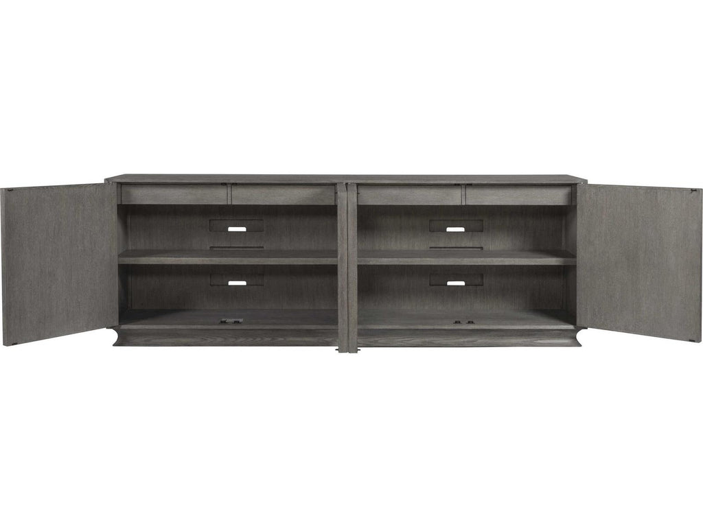 Home Monstuart Long Media Console Buffet in Warm Grey Wire Brushed Oak