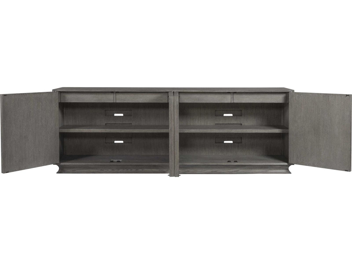 Home Monstuart Long Media Console Buffet in Warm Grey Wire Brushed Oak