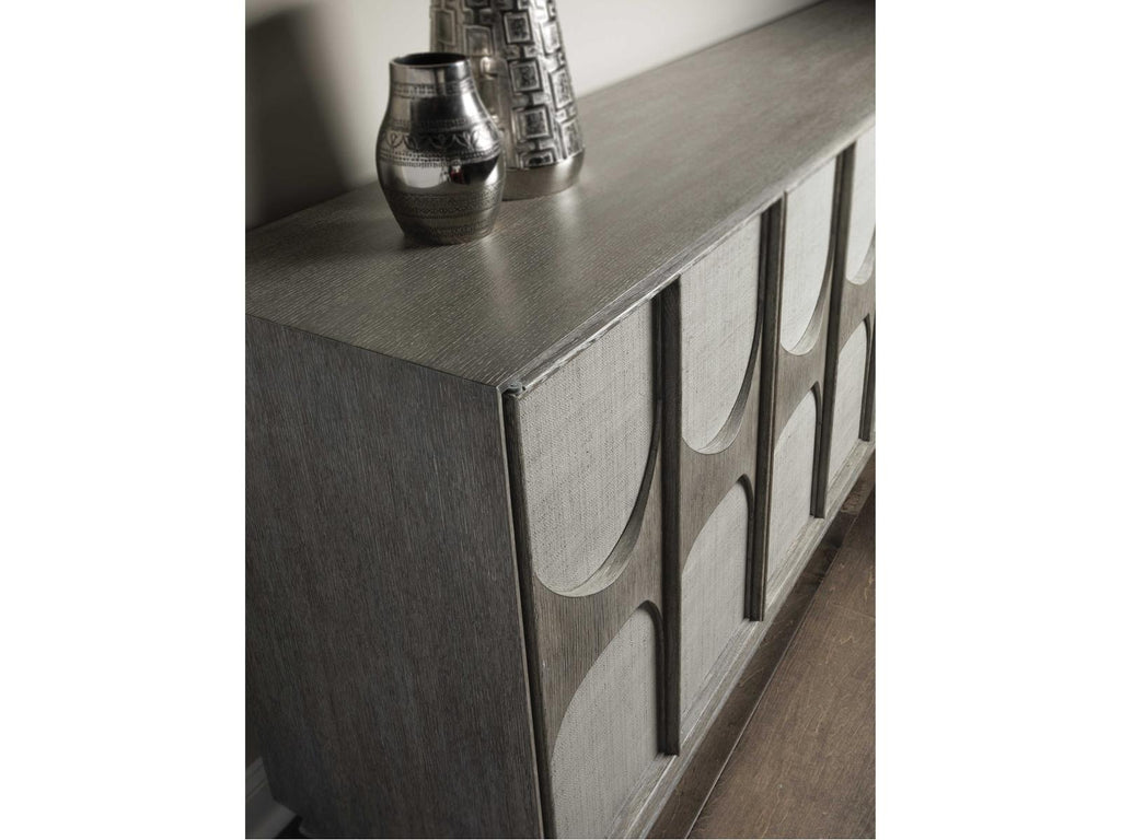 Home Monstuart Long Media Console Buffet in Warm Grey Wire Brushed Oak