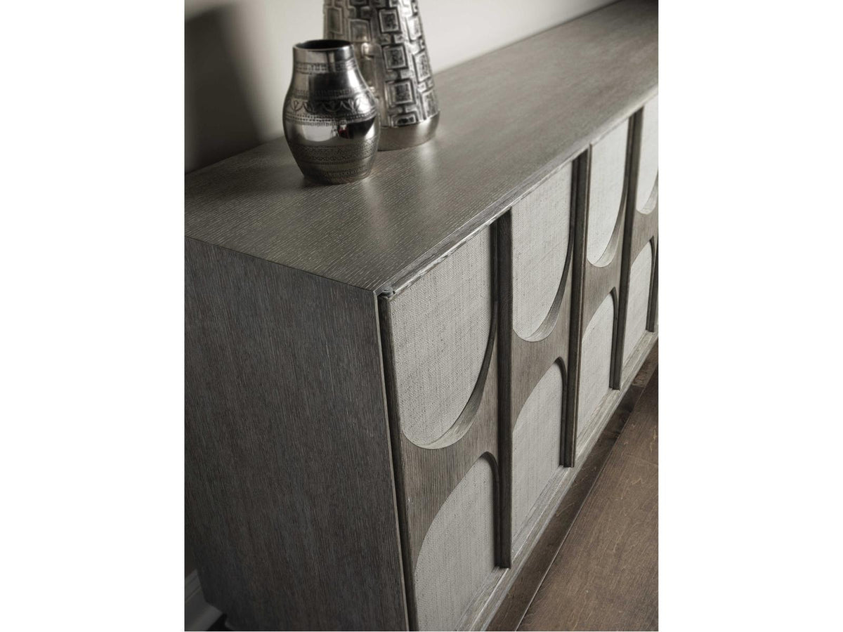 Home Monstuart Long Media Console Buffet in Warm Grey Wire Brushed Oak