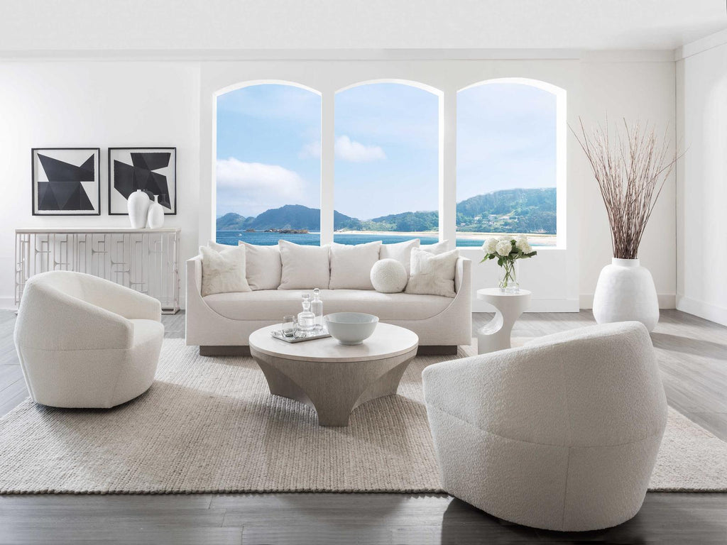 Mar Monte Round Coffee Table with Anticato Marble Top and Cast Base