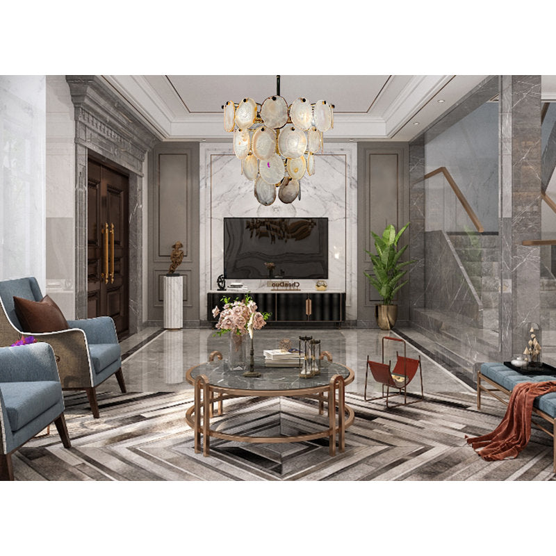 Agate 11 - Light Gold Tiered Chandelier
