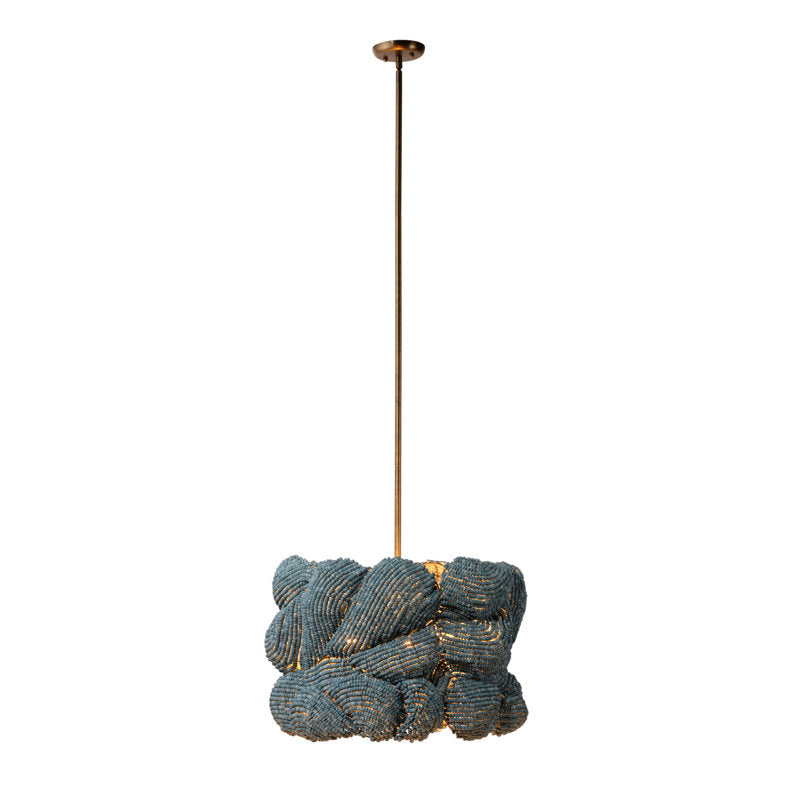 Anguilla 3-Light Wood Beaded Chandelier, Natural