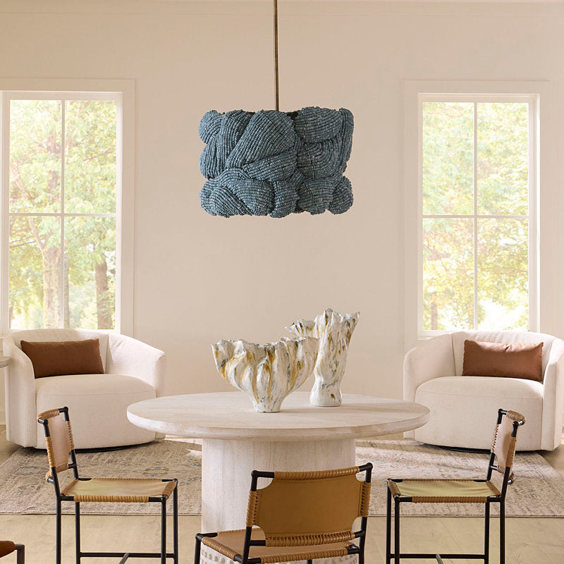 Anguilla 3-Light Wood Beaded Chandelier, Natural
