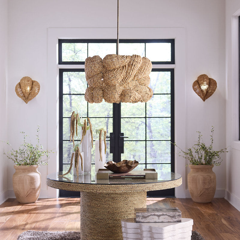 Anguilla 3-Light Wood Beaded Chandelier, Natural