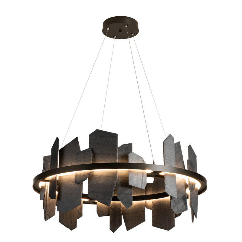 Ardesia 1 - Light Unique Geometric LED Pendant with Slate Accents