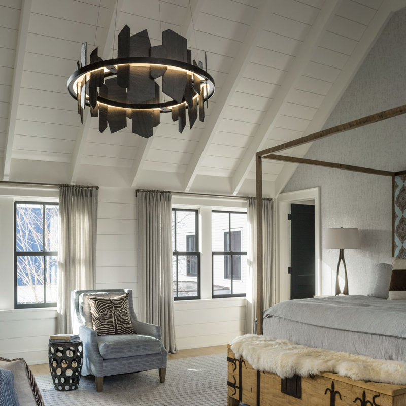 Ardesia 1 - Light Unique Geometric LED Pendant with Slate Accents