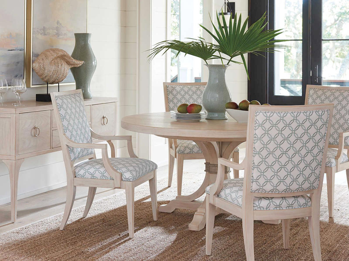 Newport Magnolia 60 Inch Round Extendable Dining Table in Sailcloth Finish